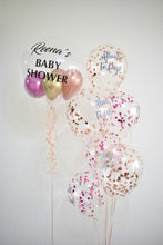 Load image into Gallery viewer, Baby Shower Personalized Gumball Bubble with 6 Confetti About to pop Balloon Bouquet
