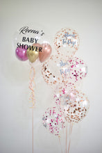 Load image into Gallery viewer, Baby Shower Personalized Gumball Bubble with 6 Confetti About to pop Balloon Bouquet