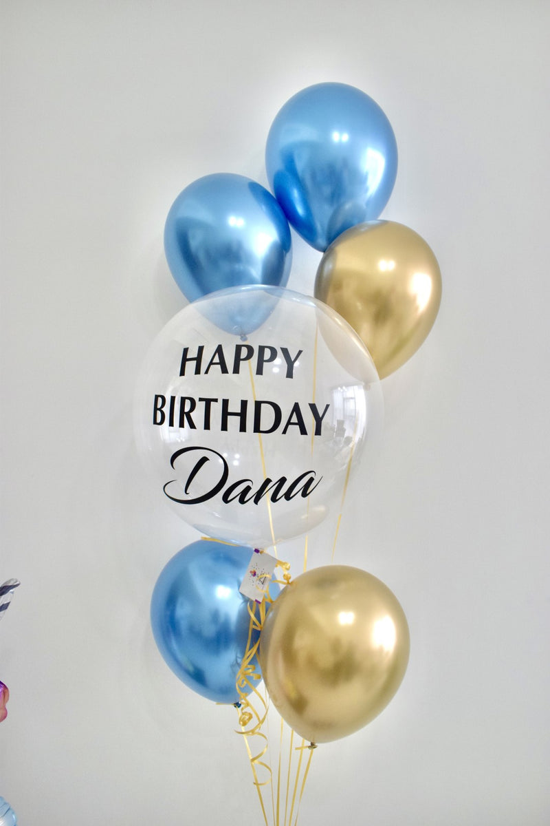 24" personalized Bubble Balloon with 5 Latex Balloons Yalla Balloons