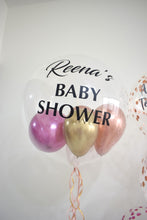 Load image into Gallery viewer, Baby Shower Personalized Gumball Bubble with 6 Confetti About to pop Balloon Bouquet
