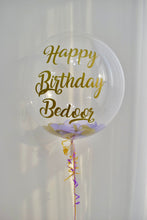Load image into Gallery viewer, Personalised Paper Petal Confetti 24" Happy Birthday Bubble Ballloon