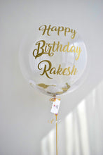 Load image into Gallery viewer, Personalised Paper Petal Confetti 24" Happy Birthday Bubble Ballloon
