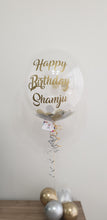 Load image into Gallery viewer, Personalised Paper Petal Confetti 24" Happy Birthday Bubble Ballloon