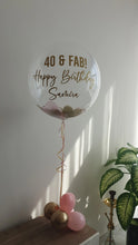 Load image into Gallery viewer, Personalised Paper Petal Confetti 24&quot; Happy Birthday Bubble Ballloon

