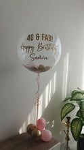 Load image into Gallery viewer, Personalised Paper Petal Confetti 24" Happy Birthday Bubble Ballloon