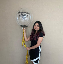 Load image into Gallery viewer, Grad Personalised Confetti Bubble Balloon with Shimmer Tassel