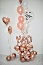 Load image into Gallery viewer, Rosegold Heart Theme Personalised Bubble Birthday Column Backdrop