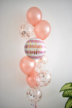 Load image into Gallery viewer, Baby Girl 18" gold dots foil round Balloon w/ 8 rosegold & confetti Balloon Bouquet
