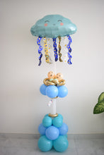 Load image into Gallery viewer, Welcome Baby Twins Column with Cloud with stars foil balloon Bouquet