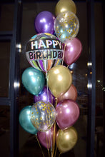 Load image into Gallery viewer, Disco Happy Birthday Bubble with 15 Confetti & Chrome Latex Balloon Bouquet