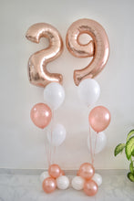 Load image into Gallery viewer, Double Foil Rose Gold Numbers with 6 latex Bouquet