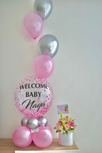 Load image into Gallery viewer, Flower Box with Welcome Baby Balloon Bubble Bouquet