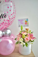 Load image into Gallery viewer, Flower Box with Welcome Baby Balloon Bubble Bouquet
