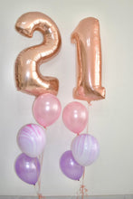 Load image into Gallery viewer, Double Foil Rose Gold Numbers with 6 latex Bouquet