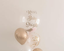 Load image into Gallery viewer, Personalized Balloon Bubble Confetti Bouquet with 11 latex Chrome Gold & SIlver Balloons