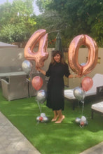 Load image into Gallery viewer, Double Foil Rose Gold Numbers with 6 latex Bouquet