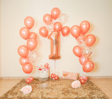 Load image into Gallery viewer, Rose Gold Birthday Number Helium Balloon Backdrop
