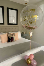 Load image into Gallery viewer, Personalised Paper Petal Confetti 24&quot; Happy Birthday Bubble Ballloon