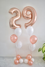 Load image into Gallery viewer, Double Foil Rose Gold Numbers with 6 latex Bouquet