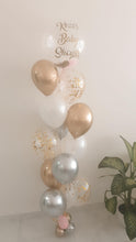 Load image into Gallery viewer, Personalized Balloon Bubble Confetti Bouquet with 11 latex Chrome Gold &amp; SIlver Balloons